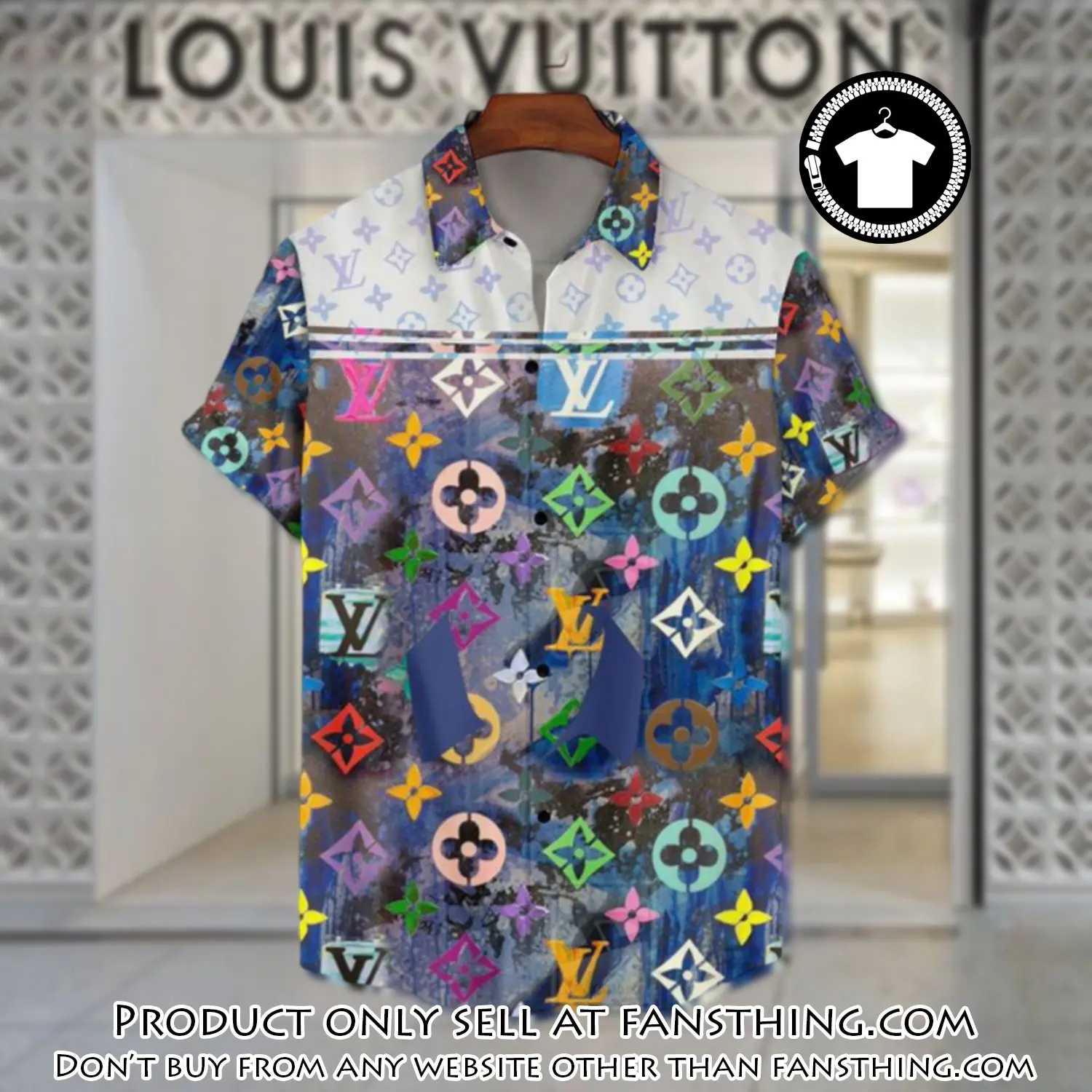 Lv louis vuitton luxury hawaiian shirt & short set lhs1198 fst5154949